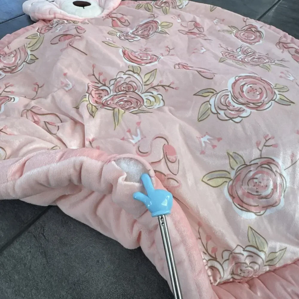 BEEWEED Floral Crib Blanket Comforter, Skirt, Diaper Holder, Bear Rug Pink Rose‎